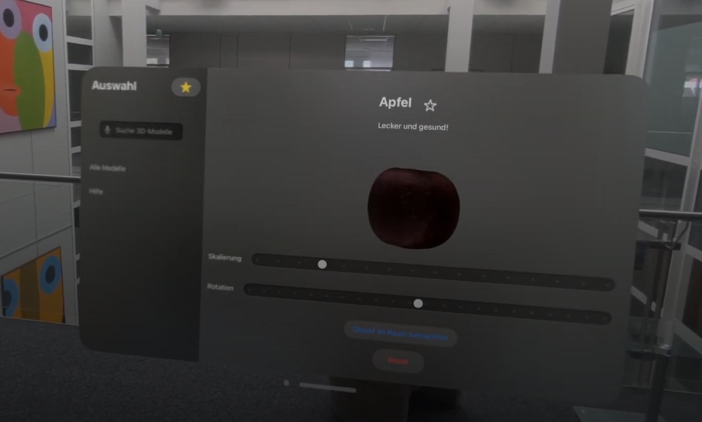 Mixed Reality Anwendung für die Apple Vision Pro